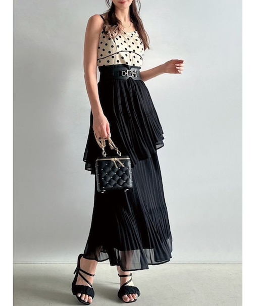 シフォンプリーツキャミワンピース