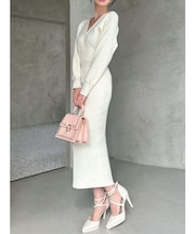 カシュクールニットタイトワンピース