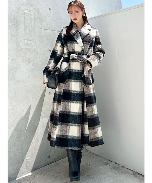 ミディレングスシャギーチェックコート｜リゼクシーの通販｜&mall