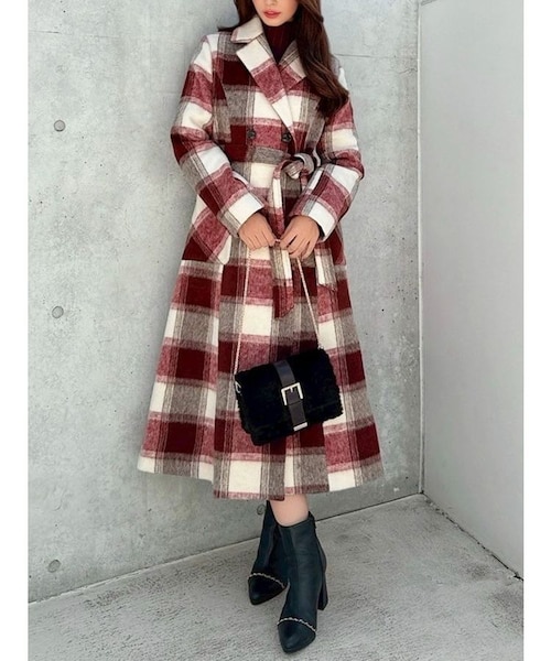 ミディレングスシャギーチェックコート｜リゼクシーの通販｜&mall