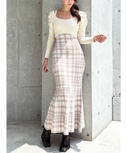 ショルダーオープンマーメイドニットワンピース