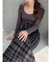 ショルダーオープンマーメイドニットワンピース