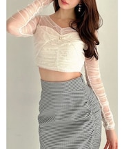 シャーリングレイヤードトップス