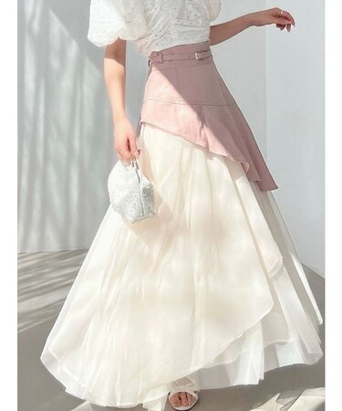 【WEB限定】チュールドッキングフレアスカート