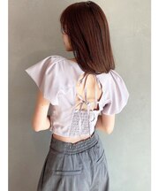 タックスリーブラッフルブラウス