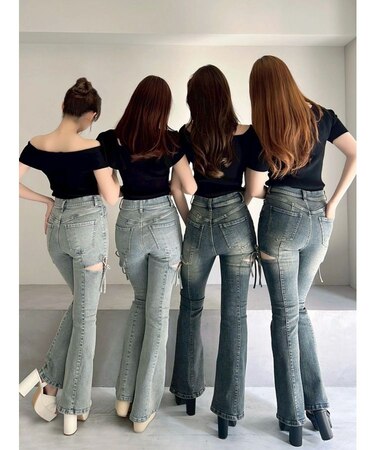 【追加生産分】カットアウトリボンデニムパンツ