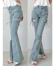 【追加生産分】カットアウトリボンデニムパンツ