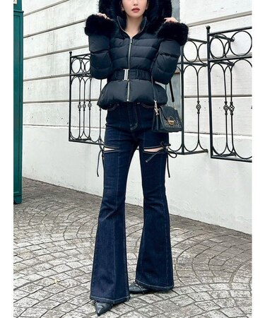 【追加生産分】カットアウトリボンデニムパンツ