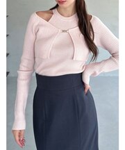 レイヤードニットトップス