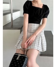 ハイウエストツータックミニスカート