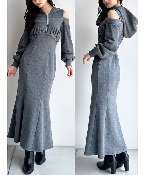 レイヤードフーディワンピース