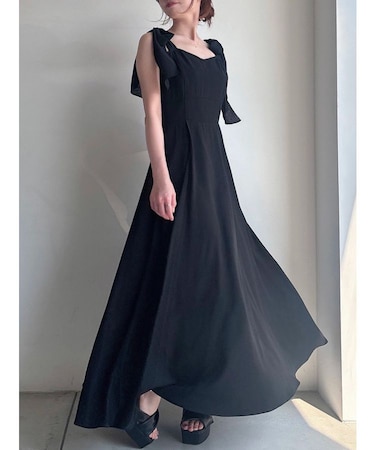 【ZOZO限定】ショルダーリボンフレアワンピース
