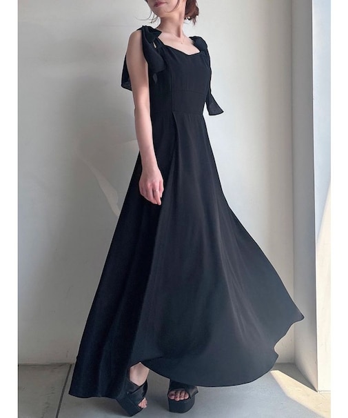 【ZOZO限定】ショルダーリボンフレアワンピース