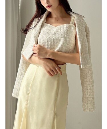 ショルダーリボンツイードビスチェ【セットアップ着用可能】
