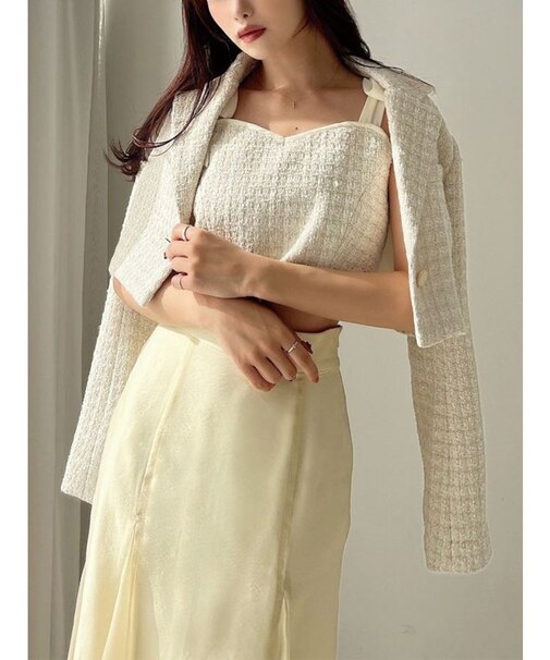 ショルダーリボンツイードビスチェ【セットアップ着用可能】