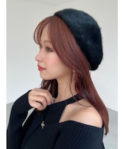 フェイクファーベレー帽