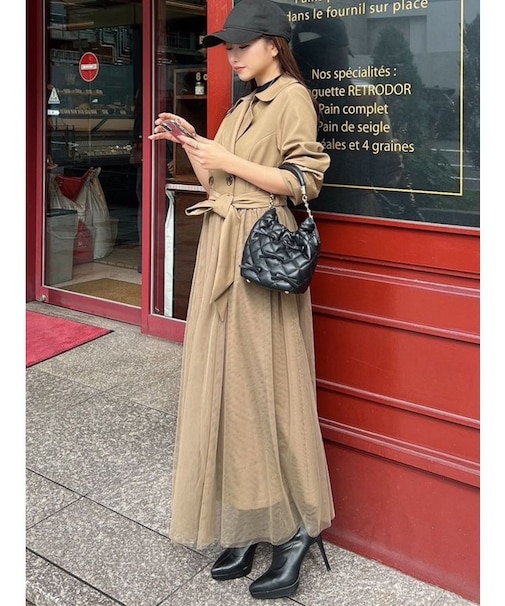 チュールドッキングロングコート