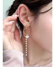 ポイントビジューフープピアス