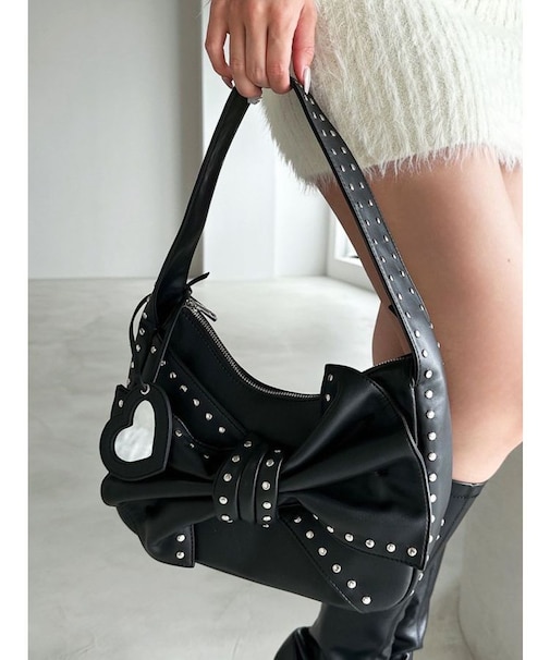 スタッズポイントビッグリボンバッグ