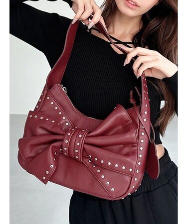 スタッズポイントビッグリボンバッグ