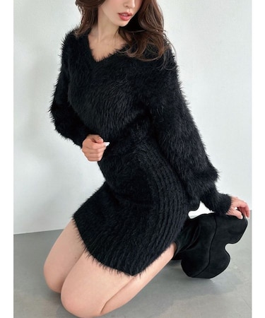 シャギーニットワンピース