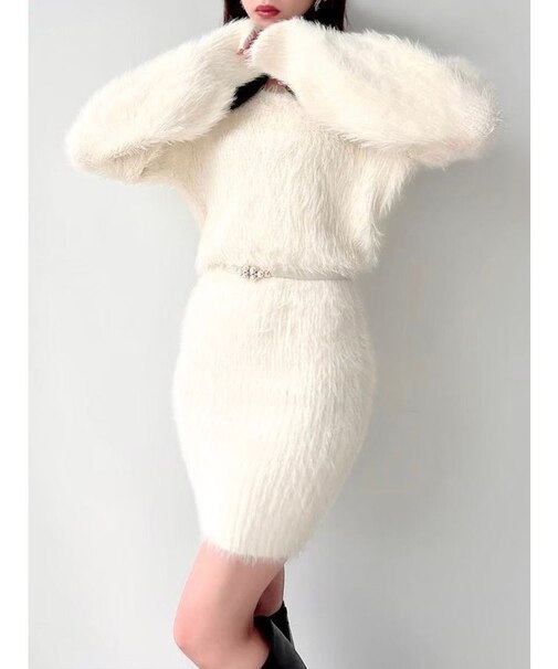 シャギーニットワンピース