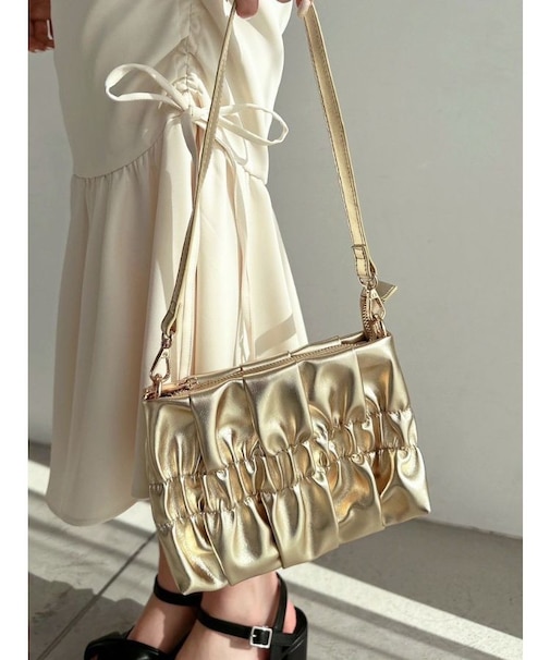 メタリックギャザーバッグ