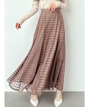 ハウンドトゥースシアーフレアスカート