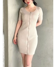 ラメグリッターリブニットミニワンピース