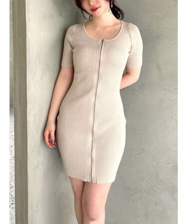 ラメグリッターリブニットミニワンピース