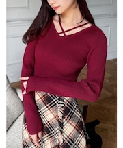 デコルテクロスニットトップス