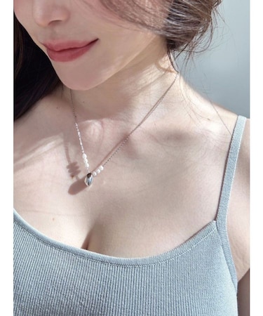 ポイントメタルストーンネックレス