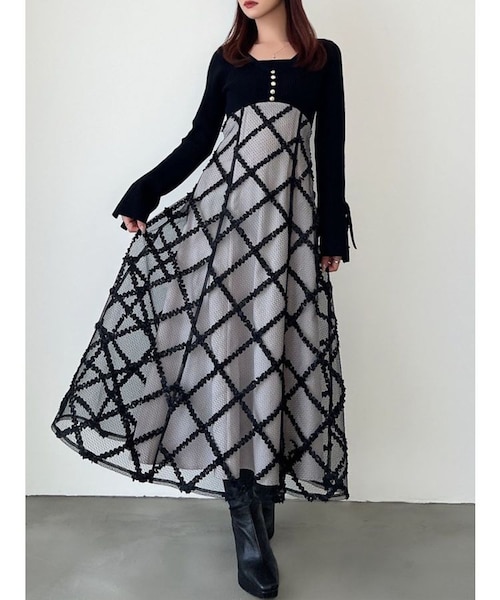 ドッキングニットフレアワンピース｜リゼクシーの通販｜&mall（アンド