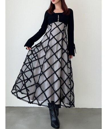 ドッキングニットフレアワンピース