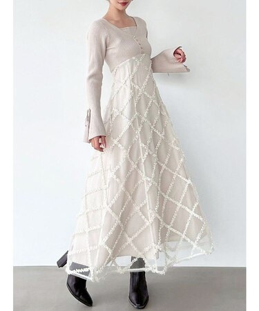 ドッキングニットフレアワンピース