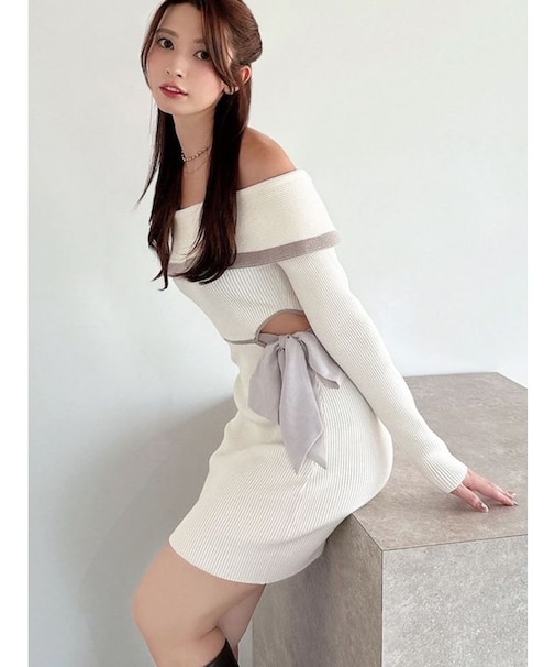 リボンミニニットワンピース