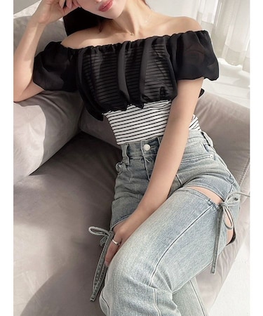 シアードッキングオフショルトップス