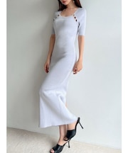 パールビーズリブニットワンピース