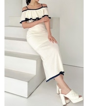 バイカラーシアータイトニットワンピース