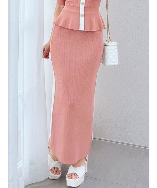 リブニットペンシルスカート【セットアップ着用可能】