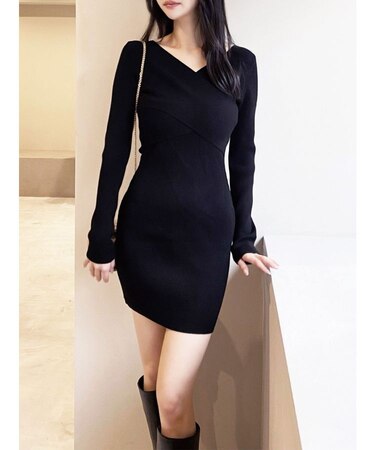 フロントクロスニットワンピース