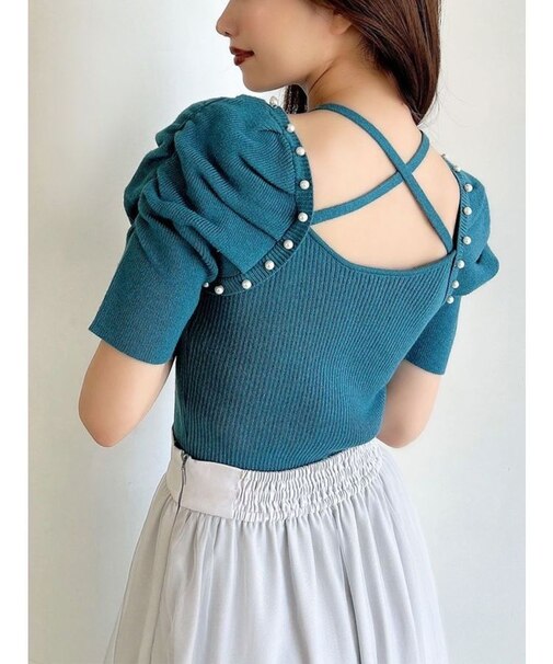 ラグランパールニットトップス
