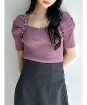 ラグランパールニットトップス