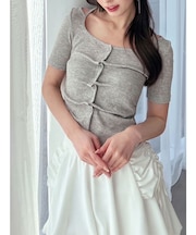 センタータックショートスリーブトップス