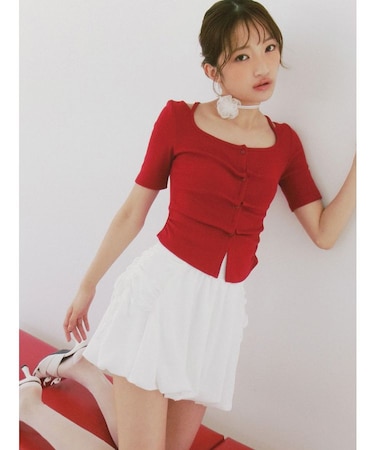 センタータックショートスリーブトップス