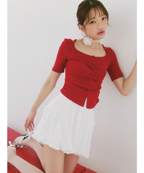 センタータックショートスリーブトップス