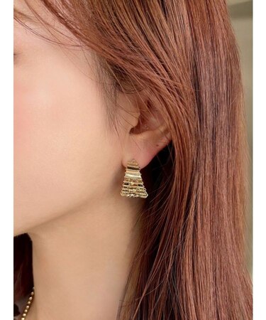 メタルビーズフープピアス