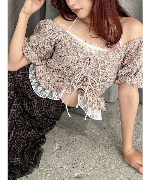現行✨美品 バーバリー ラバーロゴ フリル ドッキング ブラウス はしごレースリボンフリルブラウス（シャツ/ブラウス