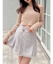 グリッタークロップドルーズニットトップス