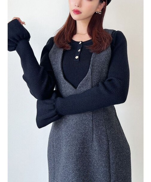 ヘンリーネックニットトップス